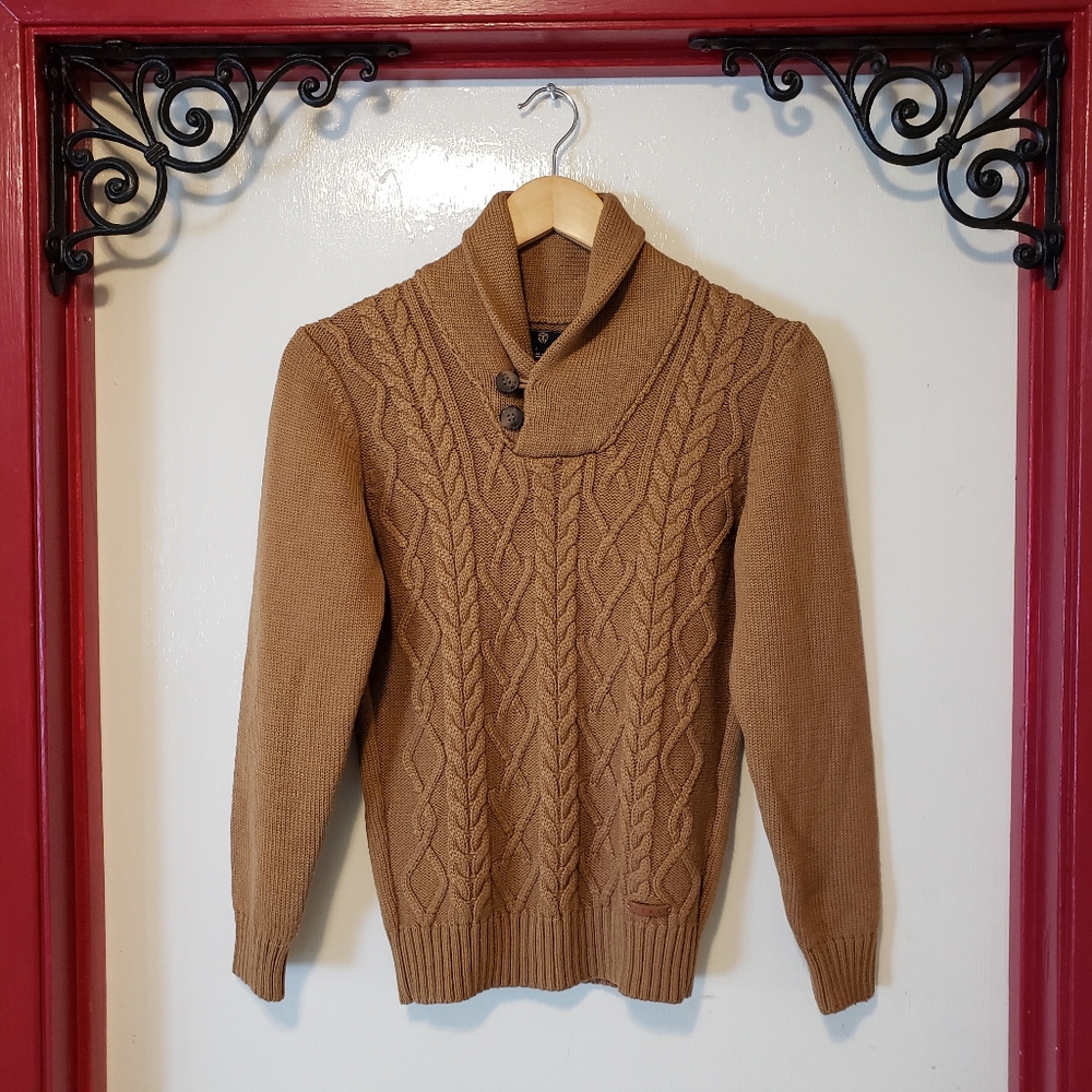 Izac Merino Wool Blend Cable Knit Sweater